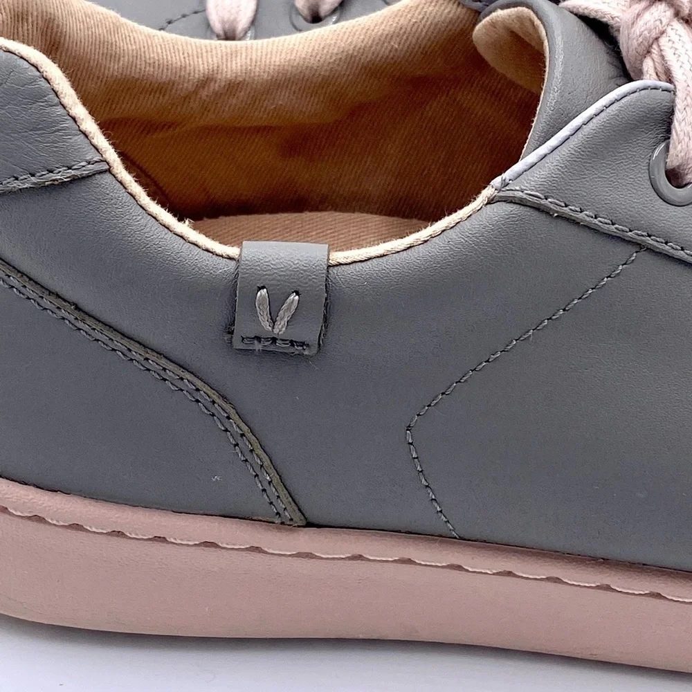 Vionic Mable Leather‎ Lace Up Sneakers Grey Pink sz 9